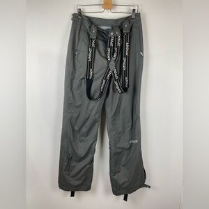 Spyder Gray Thinsulate XTL 10,000 Snowboard Ski Pants With Suspender, Size 16